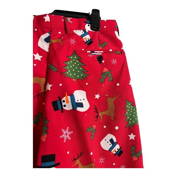 OppoSuits Christmas Pants Snowman Tree Novelty Holiday Party Red Mens 42 - Picture 8 of 8